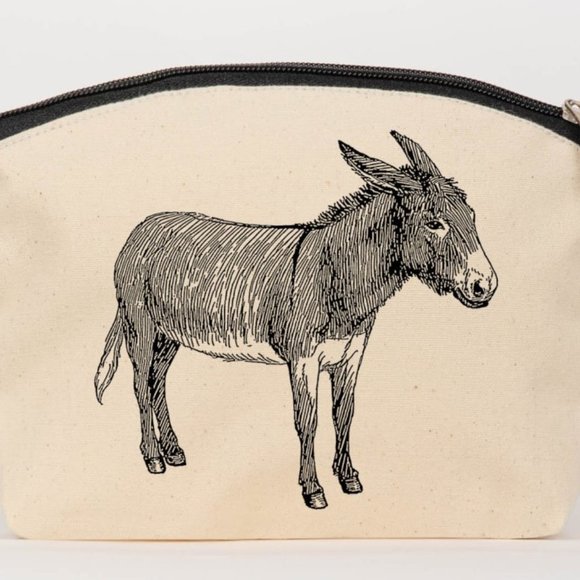 Kitsch Attic Handbags - Donkey cosmetic bag - cotton zip pouch - toiletries bag